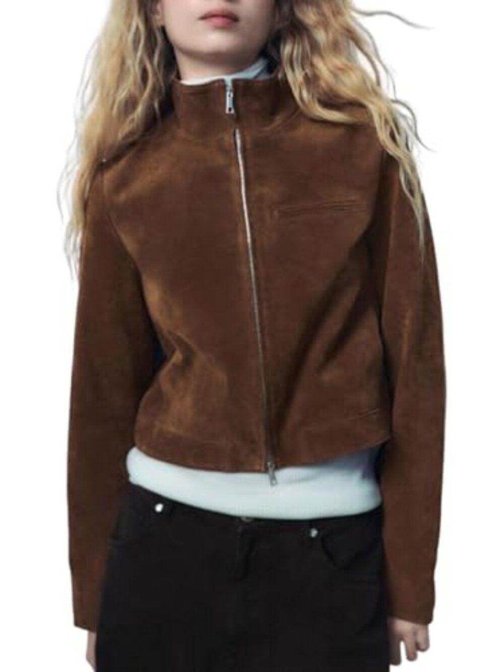 🆕 Womens Cropped Faux Suede Jackets Fall Fashion Outfits Zip Up - Brown